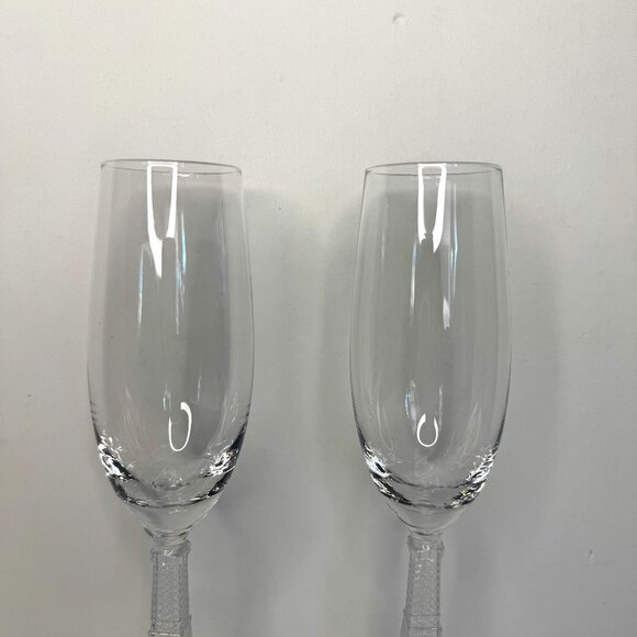 Eiffel Tower Stemmed Glass Champagne Flutes 10" Set 2 "A night in Paris" - Picture 9 of 10